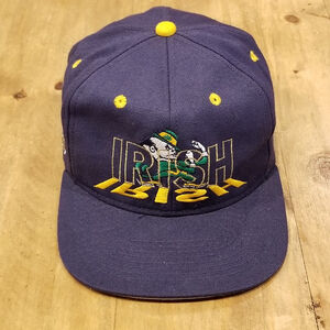 Vintage Notre Dame Irish Hat Snapback Apparel #1 Mirror Logo One Size 90s